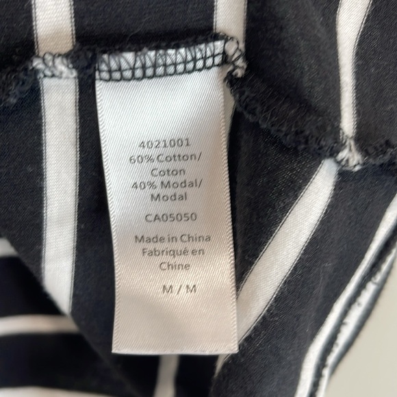 Jacob Striped Drop Shoulder Short Sleeve T-Shirt Black White Cotton Modal M - Picture 9 of 11